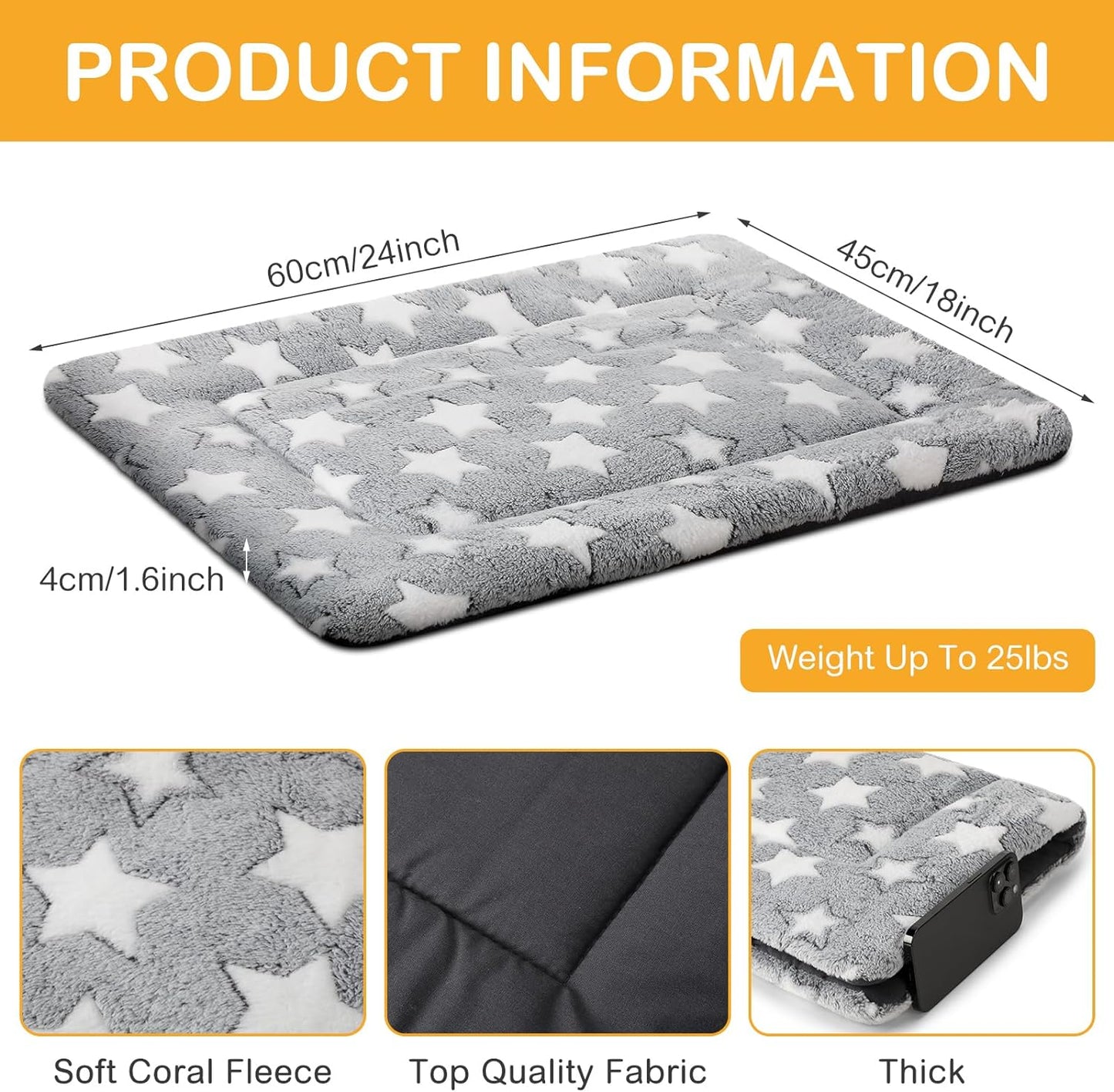 4 Pcs Washable Dog Crate Mat Kennel Pad Replaceable Reversible Pet Bed Pad for Crate Pet, Sleeping Mat for Small, Medium, Large Dog Machine Washable(18 x 24 x 1.6 Inch,Gray)