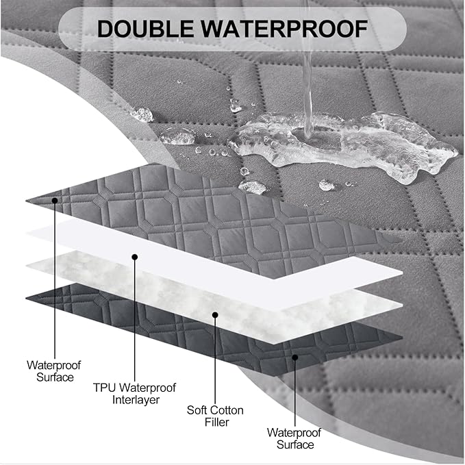 Smiry Reversible Waterproof Couch Covers for Sofa, Washable Dogs Pet Couch Covers for 3 Cushion Sofa Pet Friendly, Water Resistant Furniture Protector Slipcover, Geometric (82"x102", Grey/Dark Grey)