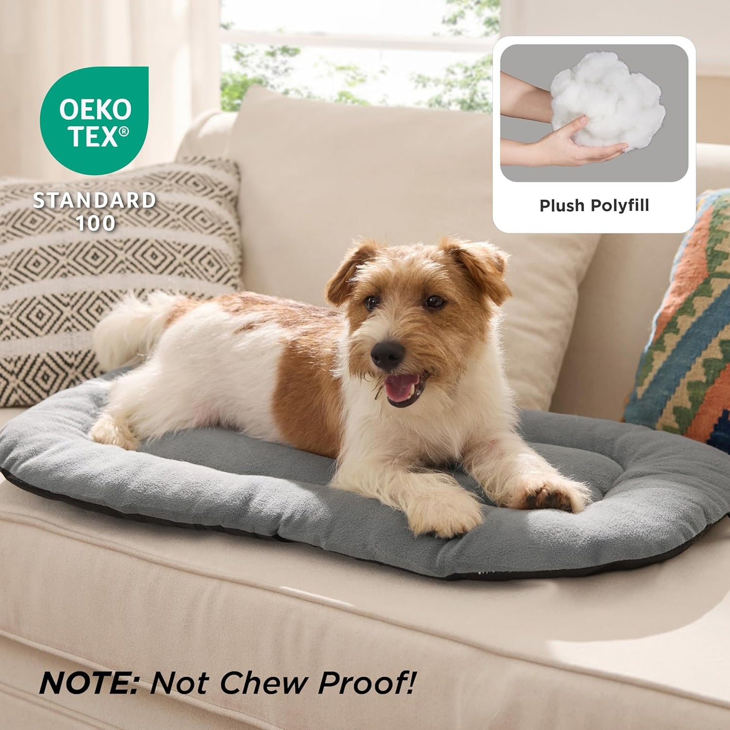 Bedsure Washable Dog Crate Pad for Large Dogs, Anti-Slip Puppy Kennel Dog Bed for Crate - Ultra Soft Fleece Flat Thin Pet Mat (Not Chew Proof), Light Grey 35"x22"
