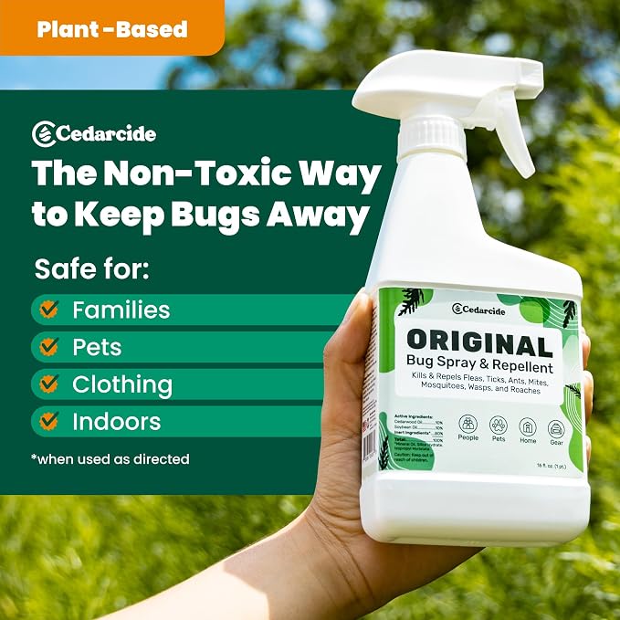 Cedarcide Original Bug Spray | Repel & Kill Fleas, Ticks, Mosquitoes, Mites, Ants & Chiggers | Natural Cedar Oil | Eco-Friendly | Quart