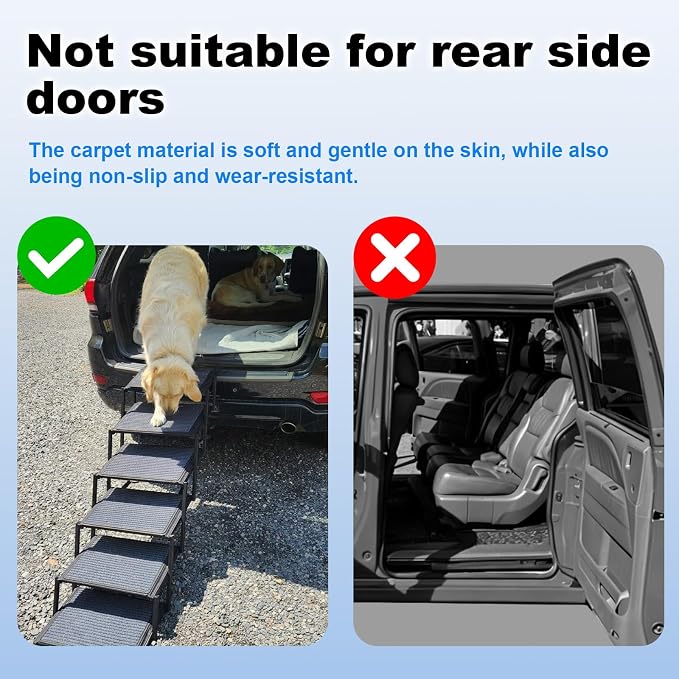 Dog Ramp for Car Truck and SUV Dog Stairs for Large Dogs Folding Pet Stairs with Non-Slip Rug Surface Supports Up to 250 lbs (5 Steps)