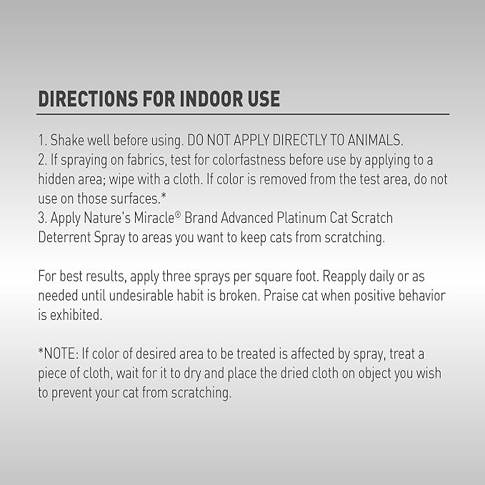 Nature's Miracle Advanced Platinum Cat Scratch Deterrent Spray, 8 Ounces, Discourages Destructive Scratching