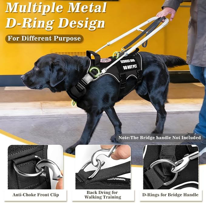 Service Dog Vest with Removable Backpack for Large Dogs Black L | No Pull Adjustable Dog Harness with Pockets,Soft Padded Handles&Molle for Patches,Heavy Duty for Training Hiking Hunting