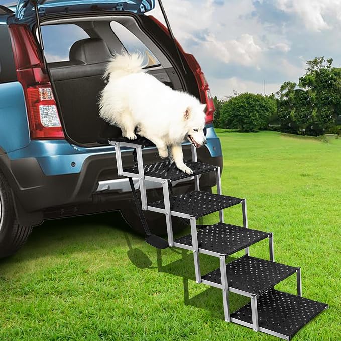 Dog Ramps for Large Dogs - Portable Dog Steps for Cars and SUV, Truck, Lightweight Non-Slip Dog Stairs Support Up to 200 Lbs