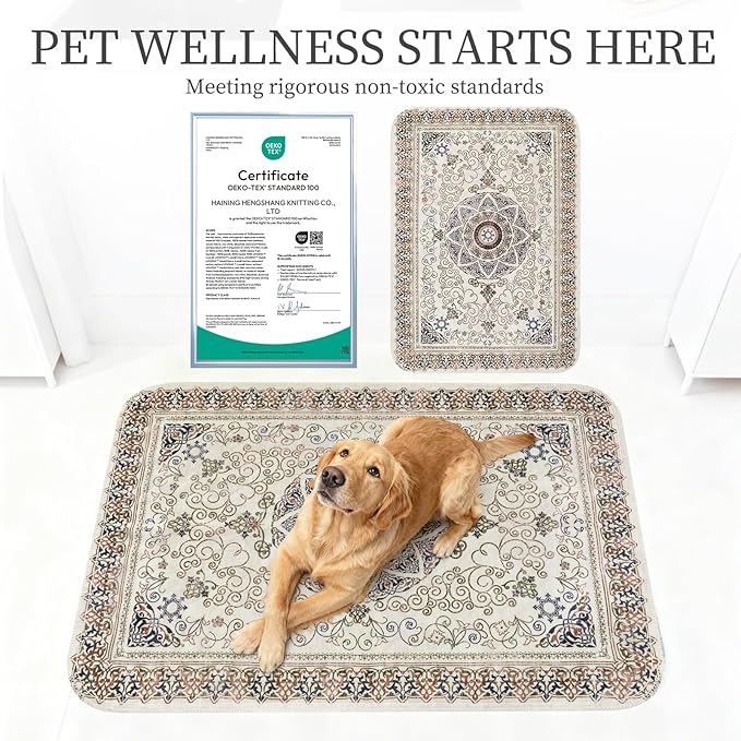 Homimp Washable Pee Pads for Dogs, 4 Pack Reusable Puppy Pads Waterproof, Absorbent and Leakproof Dog Pee Pads, Non Slip Puppy Training Pads, Pet Mat for Floor,Crate,Couch,Whelping,Beige 18"x24"