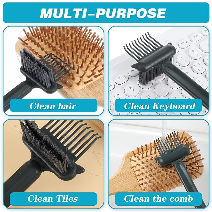 2-in-1 Hair Brush Cleaner Tool Comb Cleaners Portable Hair Brush Cleaning Rake Hairbrush Cleaner Solution with Pick Bristles for Effortlessly Removes Home Salon Travel Use