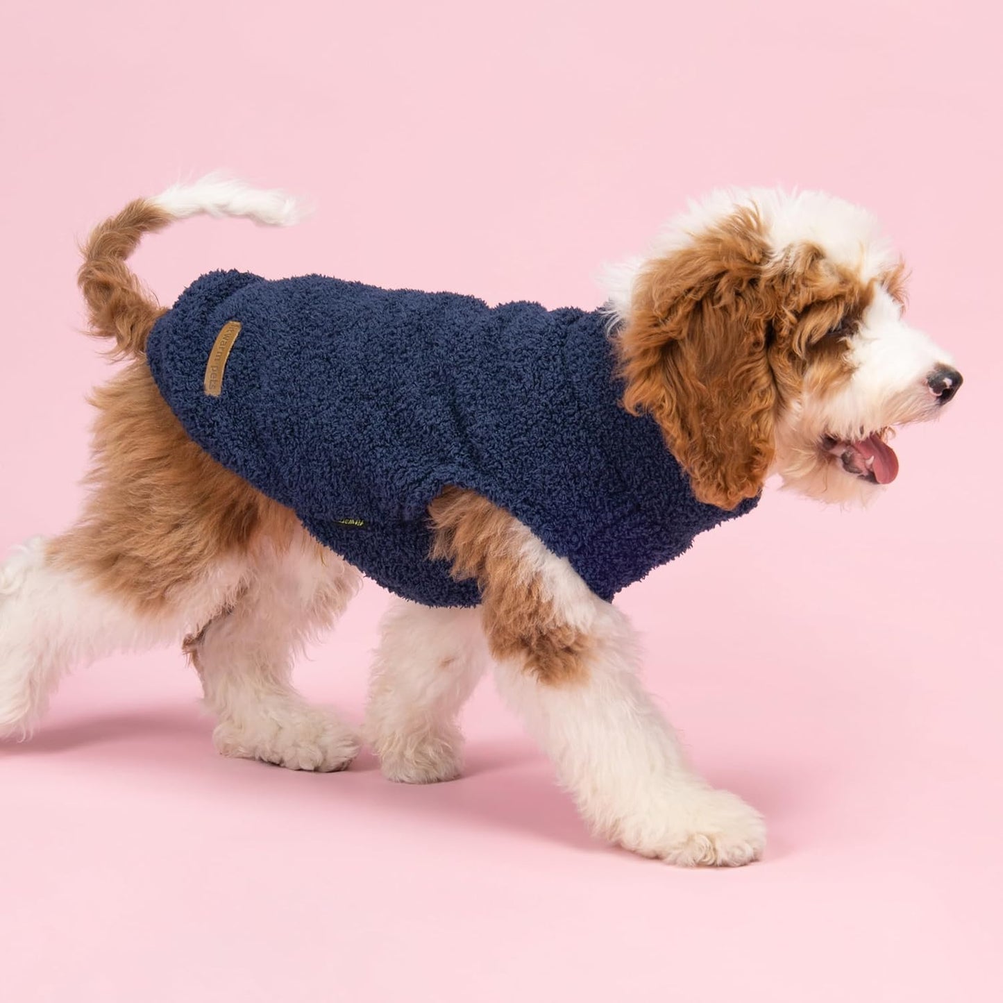 Fitwarm 2 Pack Striped Fleece Dog Sweater, Warm Winter Dog Clothes for Small Dogs Boy Girl, Fuzzy Pet Outfit, Doggy Pullover Jumper, Grey, Navy, Large