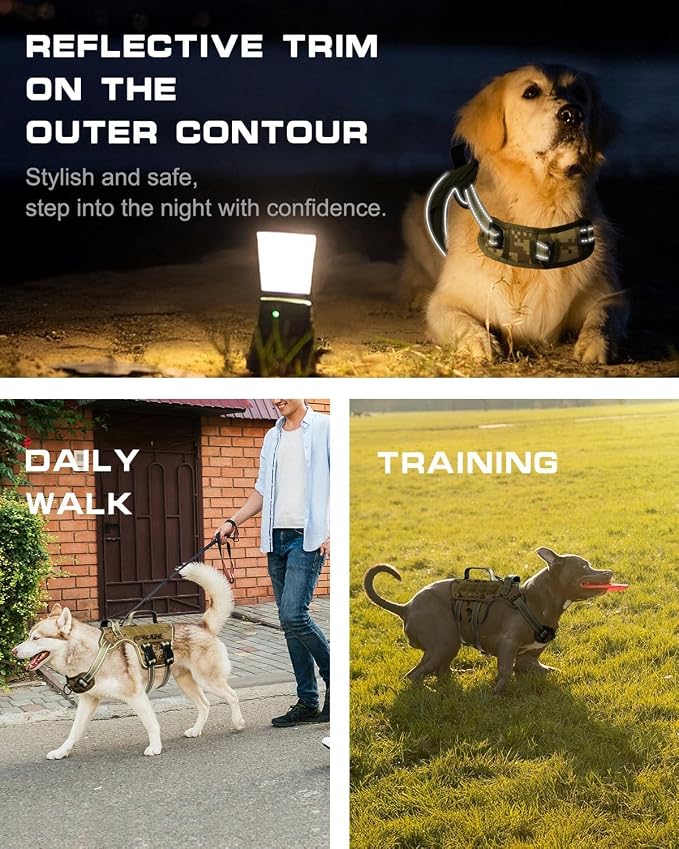 Dog Harness, Tactical No Pull for Small Sized Dog with Handle | Breathable Soft Padded, Adjustable, Reflective, Molle System, Heavy Duty, No Choke for Walking Training, Desert Camo Small