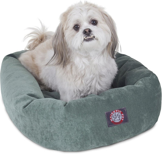 Majestic Pet 24 Inch Micro Velvet Calming Dog Bed Washable 24x19x7 (inch) – Cozy Soft Round Donut Dog Bed with Spine for Head Support - Pet Bed Small – Azure (2025)