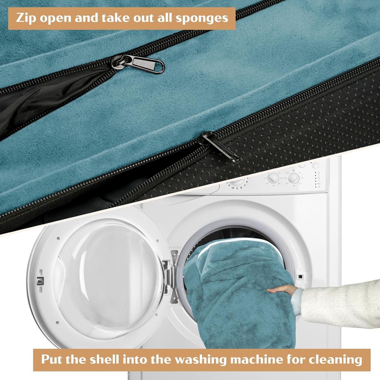 Comfort Expression Large Dog Beds Waterproof Orthopedic Foam Dog Sofa Beds Comfy Pet Bed with Washable Removable Cover & Non-Slip Bottom(Large,Washed Blue)