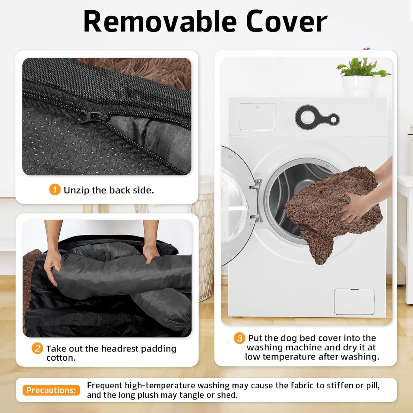 GGIB Calming Dog Bed Fluffy Plush Dog Mat for Furniture Protector with Removable Washable Cover for Large Medium Small Dogs and Cats (Large, Coffee)