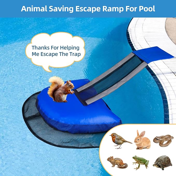 LCHUANG Pro Pool Animal Escape Ramp-2Pcs Floating Frog Saver Log for Swimming Pools,Durable Critter Ramp,Summer Small Animal Rescue,Escape Platform,Prevent Drowning with Easy Installation (Blue-2Pack)