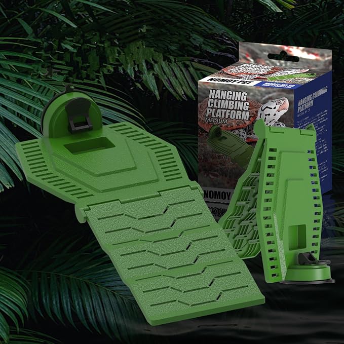 Turtle Resting Basking Platform, Turtles Ramp Tortoise Foldable Climbing Ladder Resting Terrace for Frog Terrapin Reptiles Amphibian Habitat Hideouts Aquarium Floating Dock (Green, S)