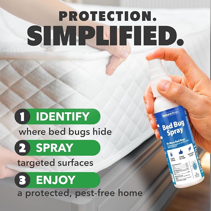 Bed Bug Spray (6oz) | Targets Bed Bugs & Eggs, Pet & Family Friendly, Plant-Based Active Ingredients, For Mattresses & Luggage, Stain-Free Formula