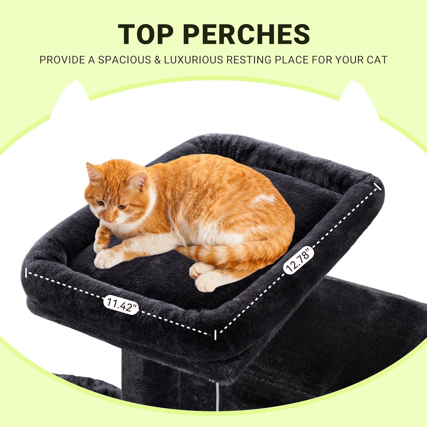 Allewie 64 Inches Cat Tree Tower/Multi-Level Activity Center for Indoor Big Felines/2 Plush Condos/2 Perchs/Basket/House/Sisal Scratching Posts/Hanging Cat Toys/Dark Grey