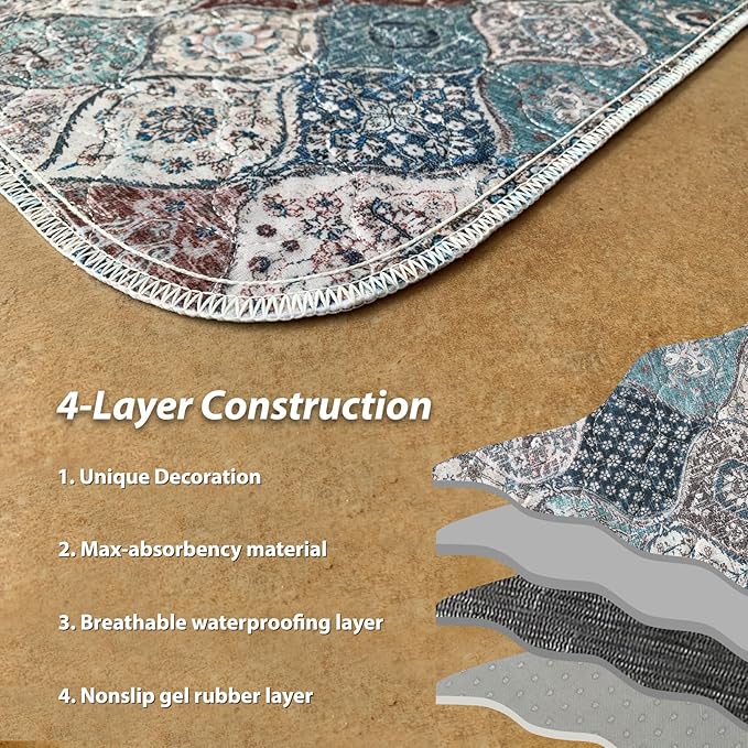 nunubaby Washable Pee Pads for Dogs, Stylish, Non-Slip and Leak-Proof Pee Pads. Reusable Potty Pads for Dogs for Crates and Floors.(Dark Red/Multi, 31" x36" )