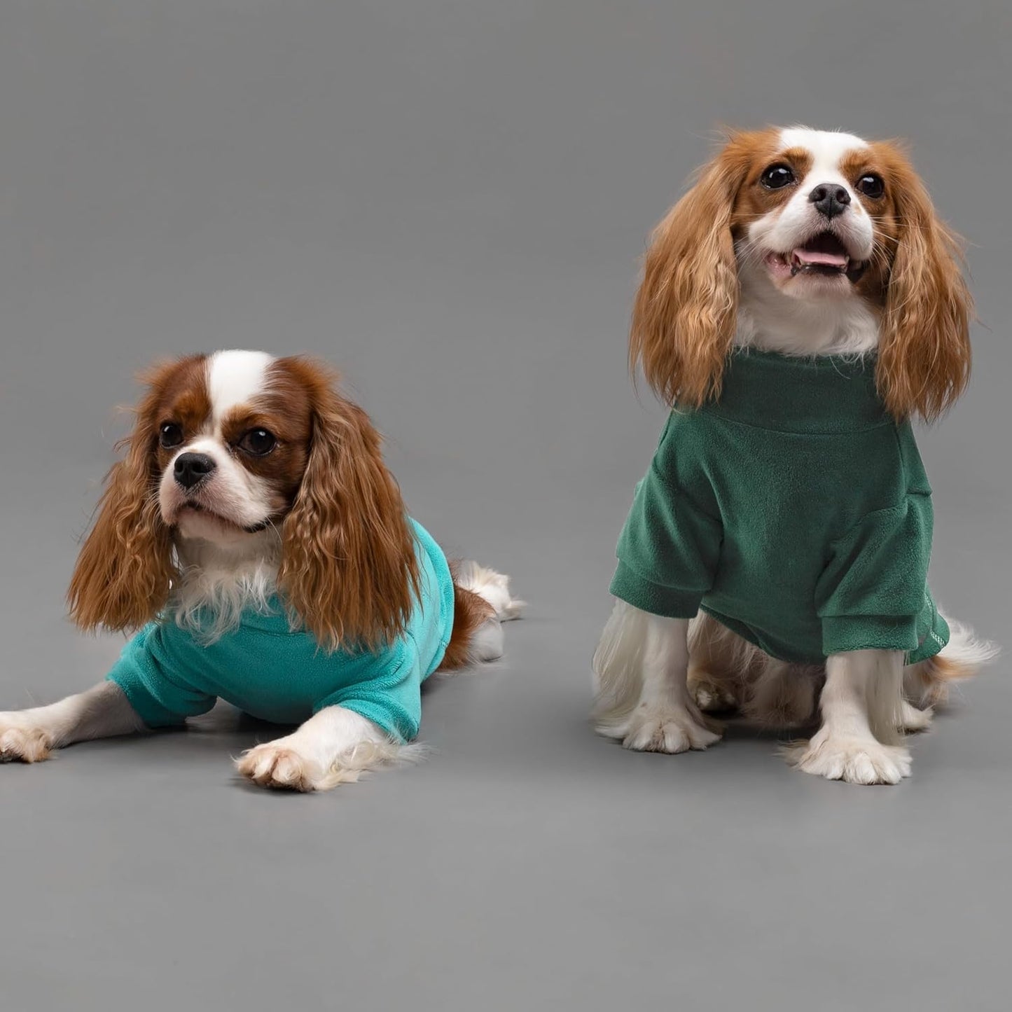 Fitwarm 3 Pack Fleece Dog Sweater, Turtleneck Dog Sweatshirt, Dog Winter Clothes for Small Dogs Boy Girl, Pet Pullover Jumper, Cat Apparel, Dark Green, Teal Green, Olive Green, Small