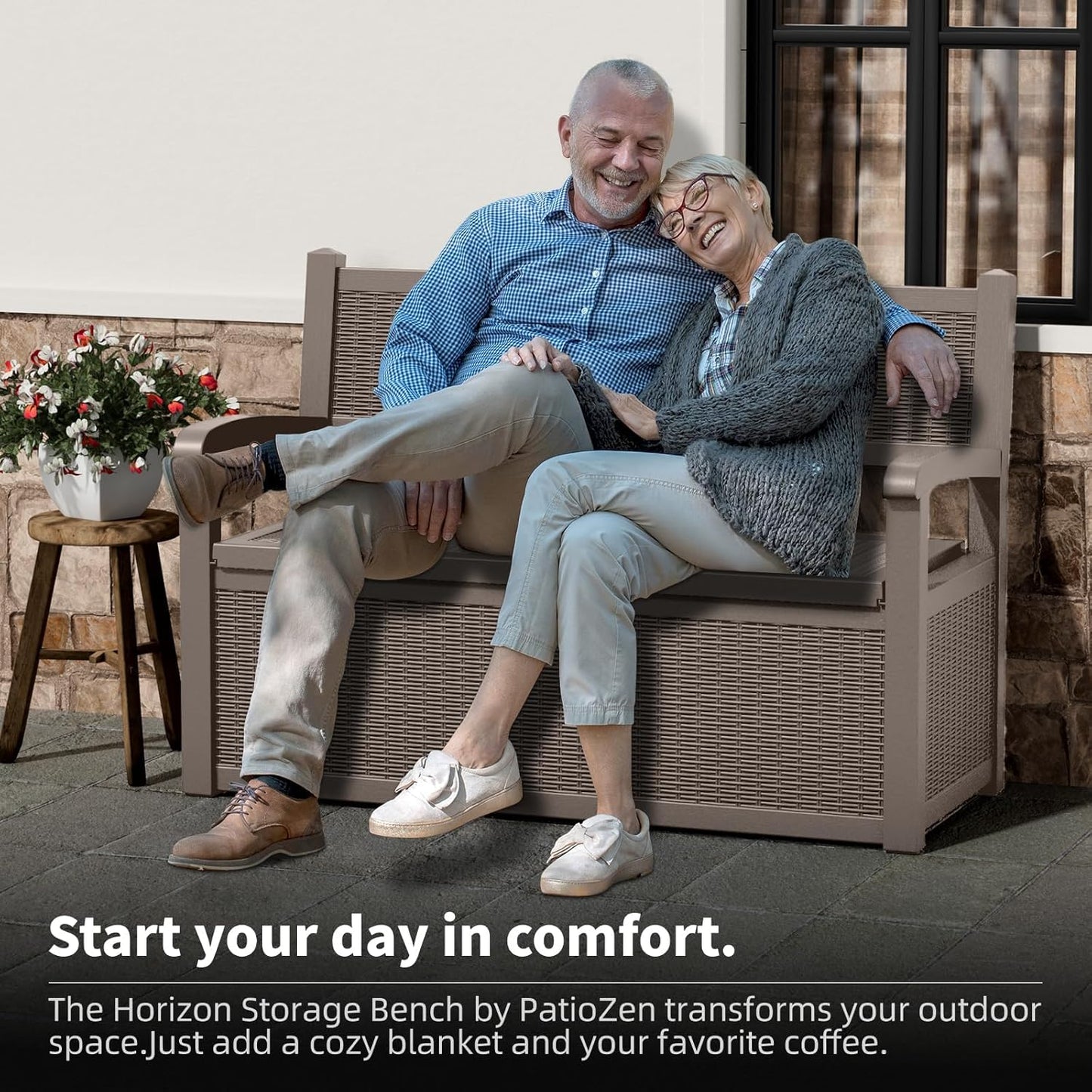 80 Gallon Storage Bench Deck Box, Waterproof and Lockable Outdoor Storage Furniture for Patio, Garden, and Porch – Perfect for Storing Garden Tools and Cushions (Gray)