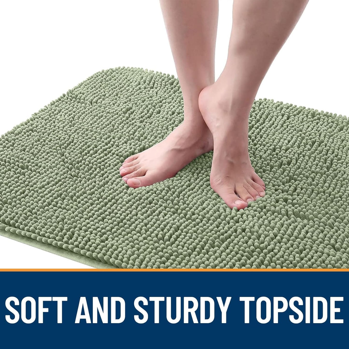 OLANLY Dog Door Mat for Muddy Paws 54x32, Absorbs Moisture and Dirt, Absorbent Non-Slip Washable Doormat, Quick Dry Chenille Mud Mat for Dogs, Entry Indoor Entryway Carpet for Inside Floor, Sage Green