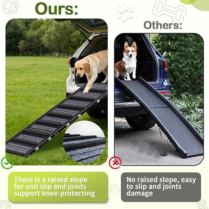 TNELTUEB Adjustable Dog Ramp, Folding Portable Pet Ramp, Rated for 30 LBS | 32.6" Long and Adjustable from 10" to 19" with Non-Slip Traction Mat, Dog Step for Bed, Couch,Car (55"-Grey)