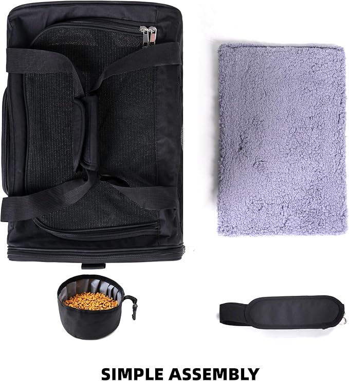 ROYPET Cat Carrier,Portable Pet Carrier Bag for Cats and Small Dogs,Foldable Soft-Sided and Scratch-Proof mesh Cat Bag Pet Carriers,Airline Approved Pet Carrier,Pet Travel Carrier Up to 15 Lbs,Black
