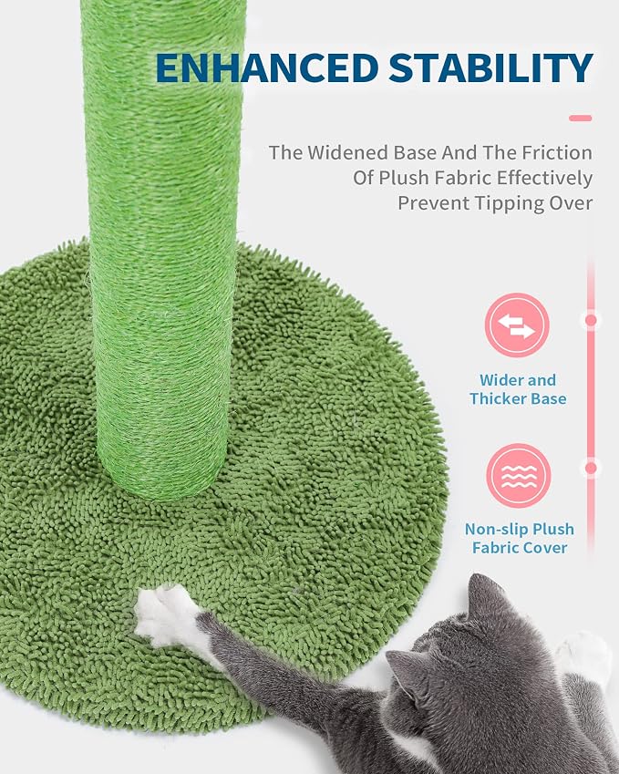 Made4Pets Cactus Cat Scratching Post for Indoor Cats with Plush Ball, 25.6" | Interactive Cactus Cat Scratcher with Natural Sisal Rope, Sturdy Base and Plush Ball for Daily Scratching and Indoor Play