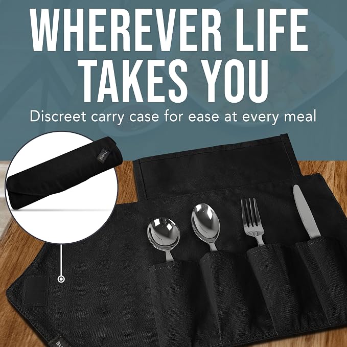 BUNMO Weighted Utensils for Hand Tremors - Elderly, Weak Hand Grip & Handicapped - Stainless Steel - Eat Independently
