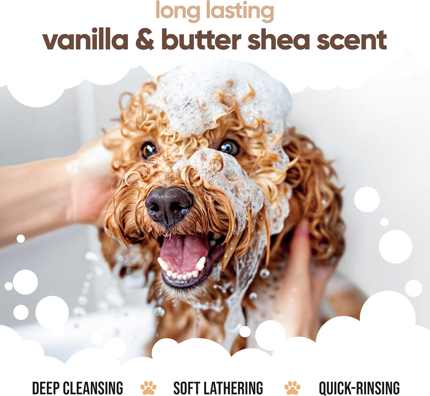 Vanilla & Shea Butter Dog Shampoo - (33.8oz) Itch Relief & Dog Shampoo Sensitive Skin Care, Dog Shampoo and Conditioner, Premium Dog Grooming Supplies for All Breeds