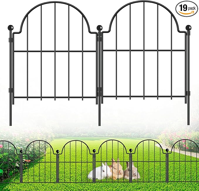 Blingluck Garden Fence, 17 in(H) x 21 ft(L) Arched Rustproof Metal No Dig Fence Garden Fence Border, Ground Stake Animal Barrier Fence for Rabbit Dog, Outdoor Landscape Decor for Yard & Patio,19 Pack