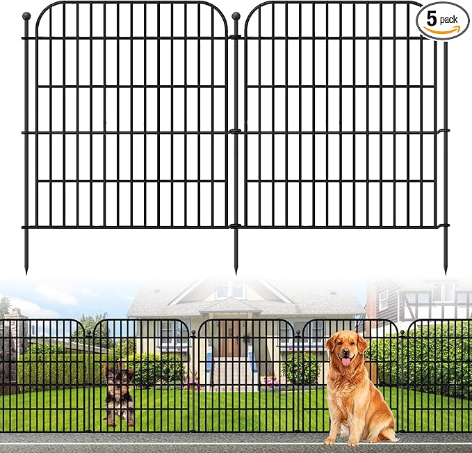 Blingluck Decorative Garden Fence, 10 Panels 32 in(H) X 23.6 ft(L) Rustproof Metal Wire No Dig Dog Fence Outdoor for Yard, Temporary Tall Garden Fence Animal Barrier Decor for Yard & Patio