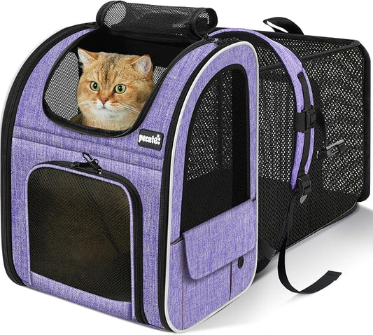 pecute Cat Backpack Expandable, Cat Carrier with Breathable Window