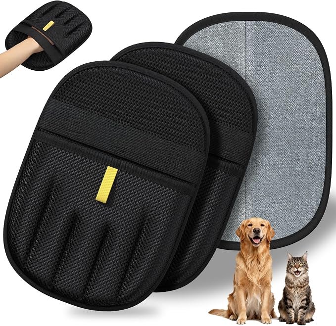 Pet Hair Removal, 2025 Newly Upgraded Five-Finger Electrostatic Pet Hair Removal Glove, Reusable Cat & Dog Hair Remover Tool for Clothing, Couch, Furniture, Carpet, Car Seat, Cat Grooming Glove -2 PCS
