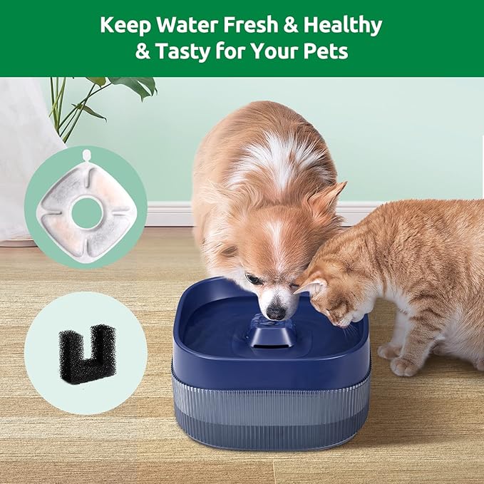 8 Pack Replacement Filters for 135oz/4L Dog Water Bowl Dispenser, BFLICROY Dog Water Filter Pet Water Fountain Replacement Filters, Cat Fountain Filter and 4Pack Pre-Filter Sponges