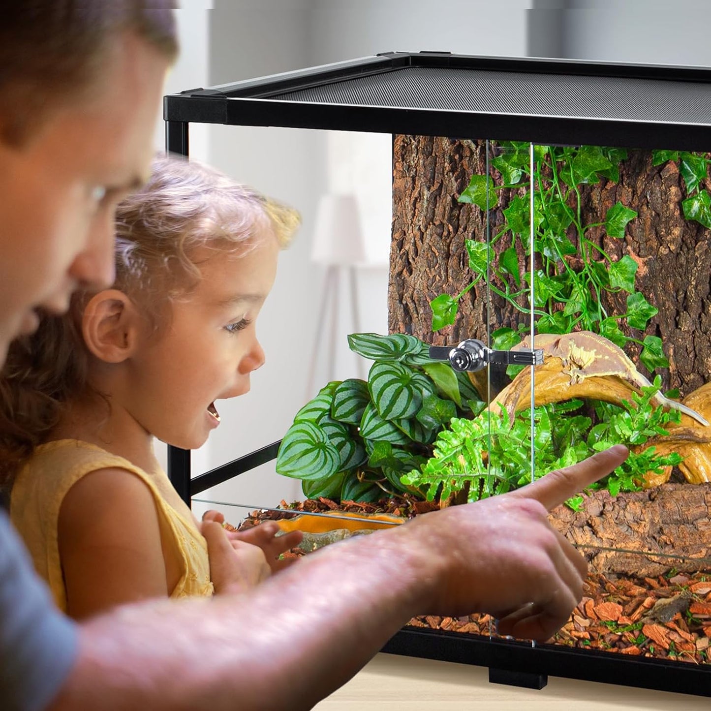 50 Gallon Reptile Tank, Glass Reptiles Terrarium 36" x 18" x 18", Sliding Door, Top Ventilation, Cable Pass, Humidify Hole, Glass Reptile Cage Habitat for Bearded Dragon, Lizard, Snake, Gecko