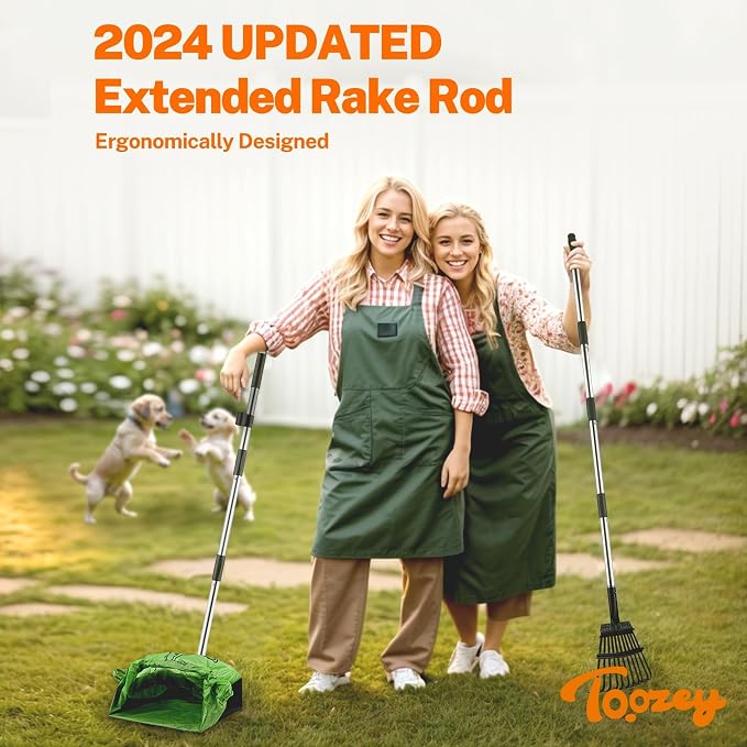 Toozey Dog Pooper Scooper for Large Dogs, Extra Large 54.33" Long Handle | Extra Reach for Taller Users | Less Bending Cleanup | Metal Tray & Rake | Fits Standard 13-Gallon Trash Bags