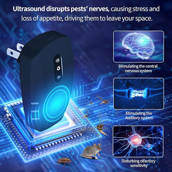 2026 Cvtayn Upgraded Ultrasonic Pest Repellent Indoor Repeller, Mouse Traps, Repellent Roach, Mouse, Bugs, Mosquito, Mice, Spider, Ant, Rodent Repellent Ultrasonic Plug in, 3 Mode Switching,6 Pack