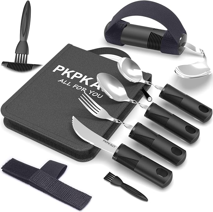 Adaptive Utensils for Parkinsons Patients Elderly, Weighted Utensils for Hand Tremors, Parkinsons Eating Utensils for Disabled People, Weighted Silverware for Hand Tremors Arthritic Hands