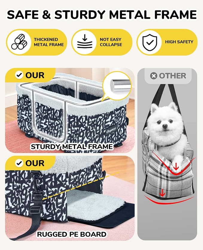 BurgeonNest Center Console Dog Car Seat for Small Dogs up to 9 lbs (Graffiti)