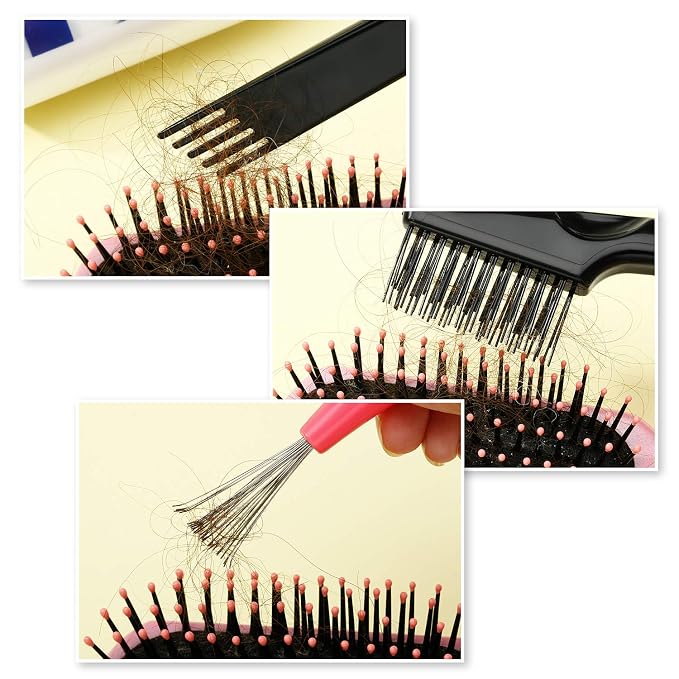 Boao 4 Pcs Hair Brush Cleaning Set Tool Mini Hair Cleaning Brush Cleaner Tool for Removing Dust Home Salon Use(Black)