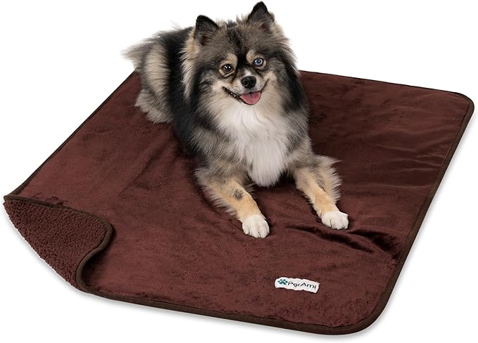 PetAmi Waterproof Dog Blanket Sherpa Fleece, Pet Small Medium Dogs, Reversible Large Cat Throw Bed Couch Sofa Furniture Protector, Soft Plush Microfiber (Medium 29x40, Brown), (29x40)
