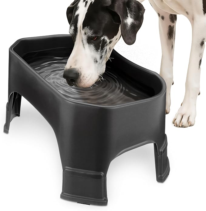 Neater Pet Brands Extra Large Water Bowl for Dogs, Elevated Outdoor Dog Water Bowl (2.25 Gallon XL Capacity), Big Trough Style Food Dish for Indoors or Outside, No Spill Large Dog Bowls, Black