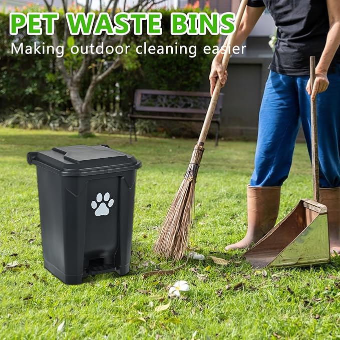 Dog Poop Trash Can Outside, 20L Outdoor Pet Waste Bin with Removable Inner Bucket & 200 Bags, Waterproof Dog Waste Container, Odor Control Poop Disposal for Backyard, Patio, Garden & Lawn