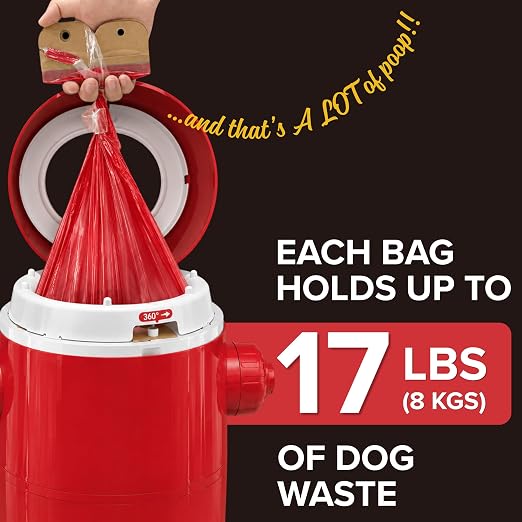 Red Rocket Doggy Twist'R Large Waste Disposal System, Dog Poop Trash Can | Odor Control, Indoor/Outdoor, Holds Up to 17 Lbs, Includes 2 Size #2 Odor Blocking Bags, 2 Charcoal Sachets, 60 Poop Bags