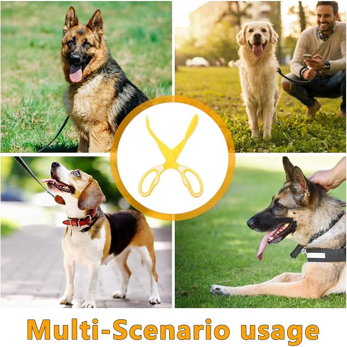 Portable Dog Poop Scooper Heavy Duty Pet Waste Picker with Long Handle, Pooper Scooper Tool for Outdoor Dog Waste Removal, Yellow