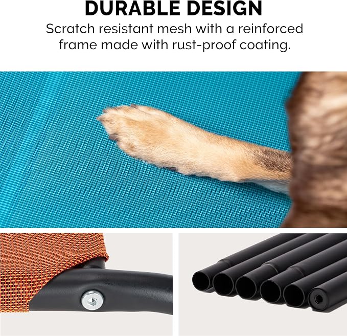 FurHaven Elevated Pet Cots - Cooling & Breathable Nylon Mesh Hammock for Dogs/Easy-to-Assemble / / Durable and Reinforced/Perfect for Rest & Relaxation Outdoors - Terracotta Red, Medium