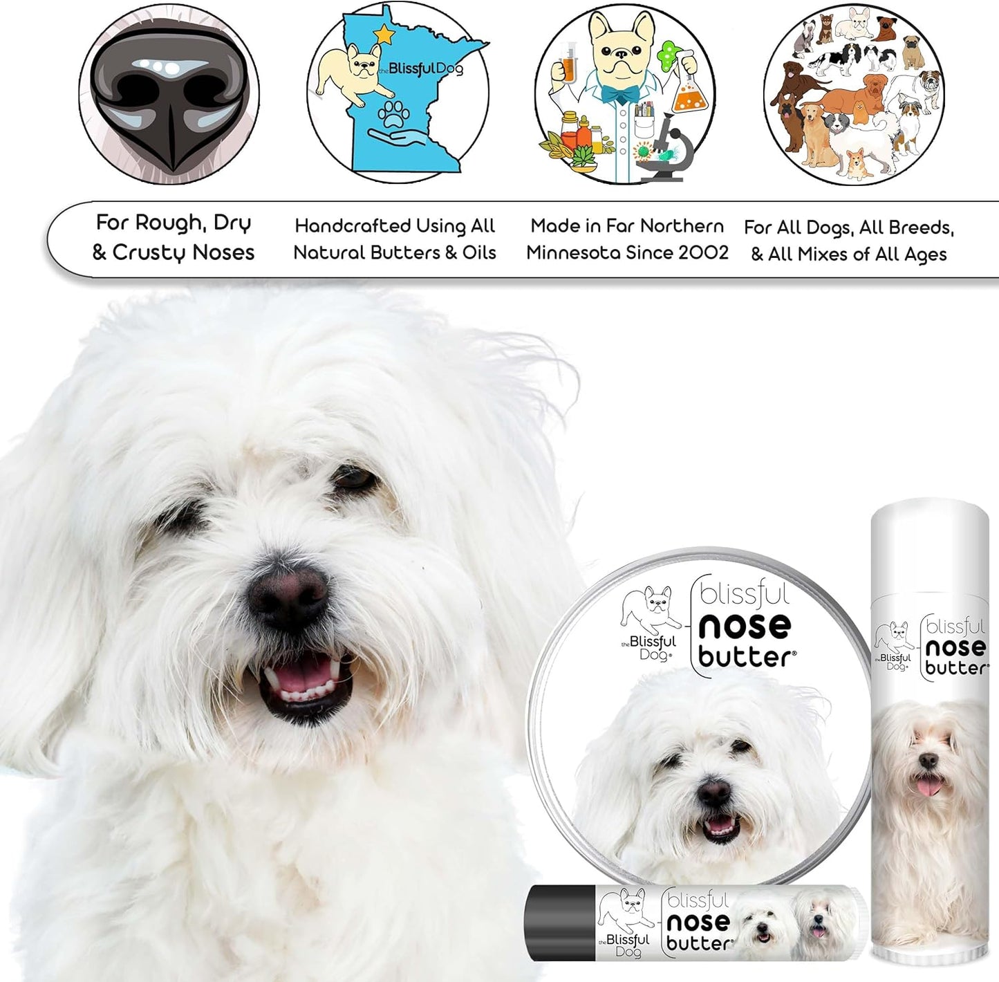 The Blissful Dog Coton De Tulear Unscented Nose Butter, 4-Ounce