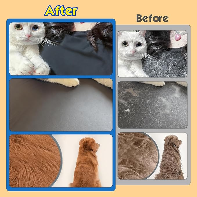 Pet Hair Removal Glove for Cats & Dogs, Five-Finger Electrostatic Reusable Magic Brush, Pet Hair Remover Tool on Carpet, Clothing, Laundry, Couch, Car Seat, with Pet Double-Sided Deshedding Brush-2Pcs