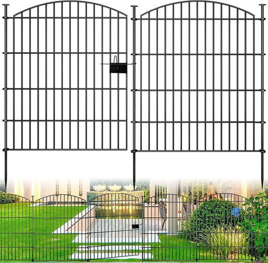10 Panels Garden Fence Dog Fence Outdoor for Yard, 32in H x 23.6ft L Rustproof Metal Fencing with Ground Stakes | No Dig Animal Proof Containment for Pets/Rabbits | Durable Patio Security Panels