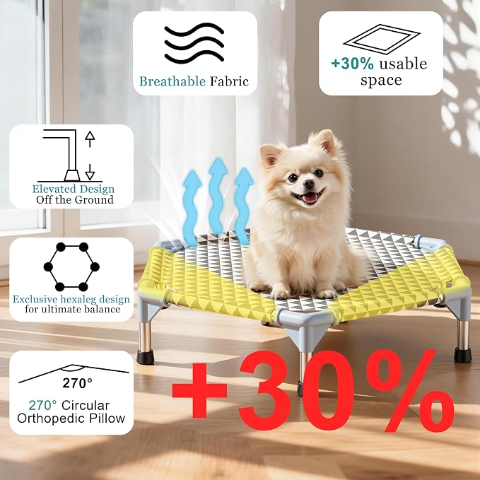 Kuntrust Elevated Outdoor Dog Bed (6 Sided Small, Triangle)