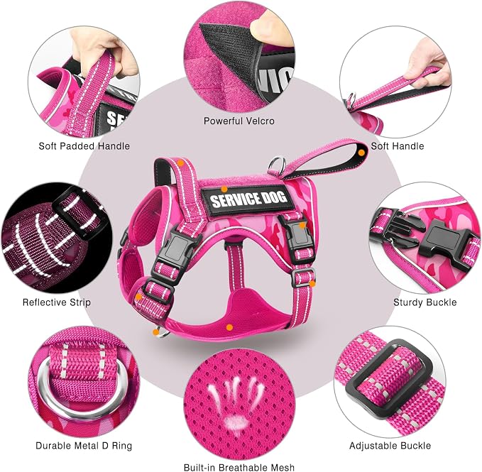 Tactical Dog Harness, No Pull Dog Harness for Medium Large Dogs with Handle & Molle, Military Service Dog Vest Harness in Training Pet Harness for Small Dogs
